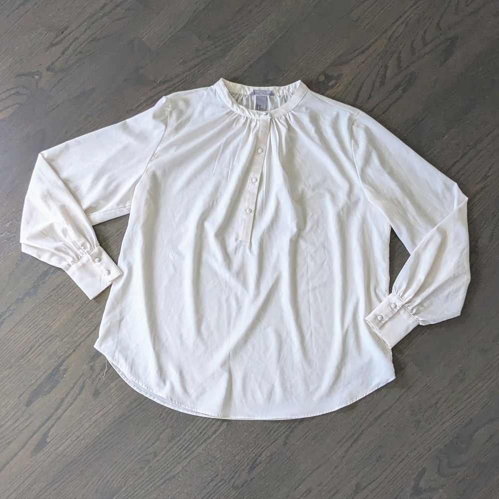 H&M Women's Blouse Bell Sleeves, White, Size 14